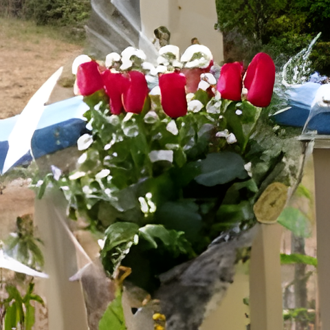 Alstroemeria, ageratum and roses bouquet