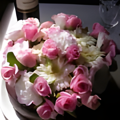 Cake flowers with roses, gerberas, lisianthus