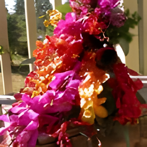 Cascade bouquet with mokara, aranda and dendrobium orchids